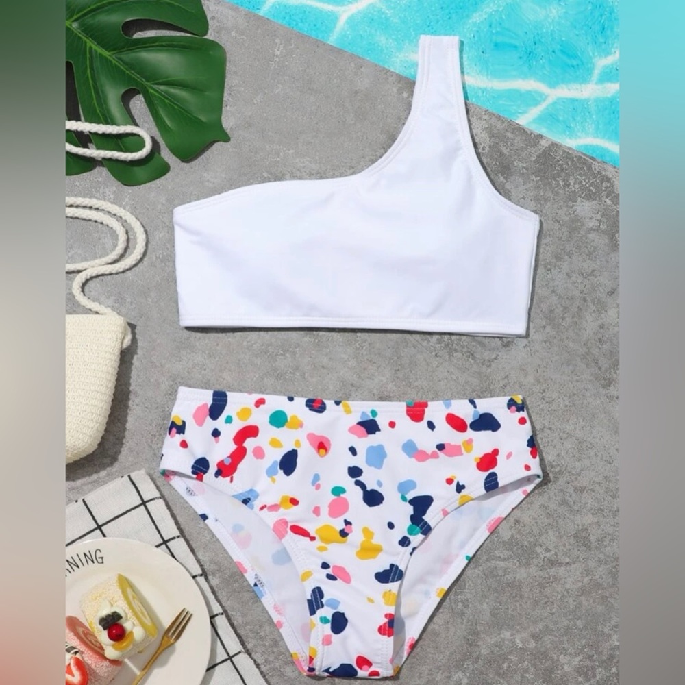 girls colorful dalmatian print swim suit